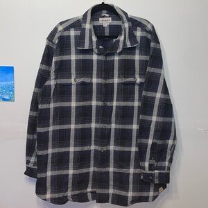 Carhartt Hubbard Long Sleeve Plaid Original Fit Flannel - Black/Blue - Mens 2XL